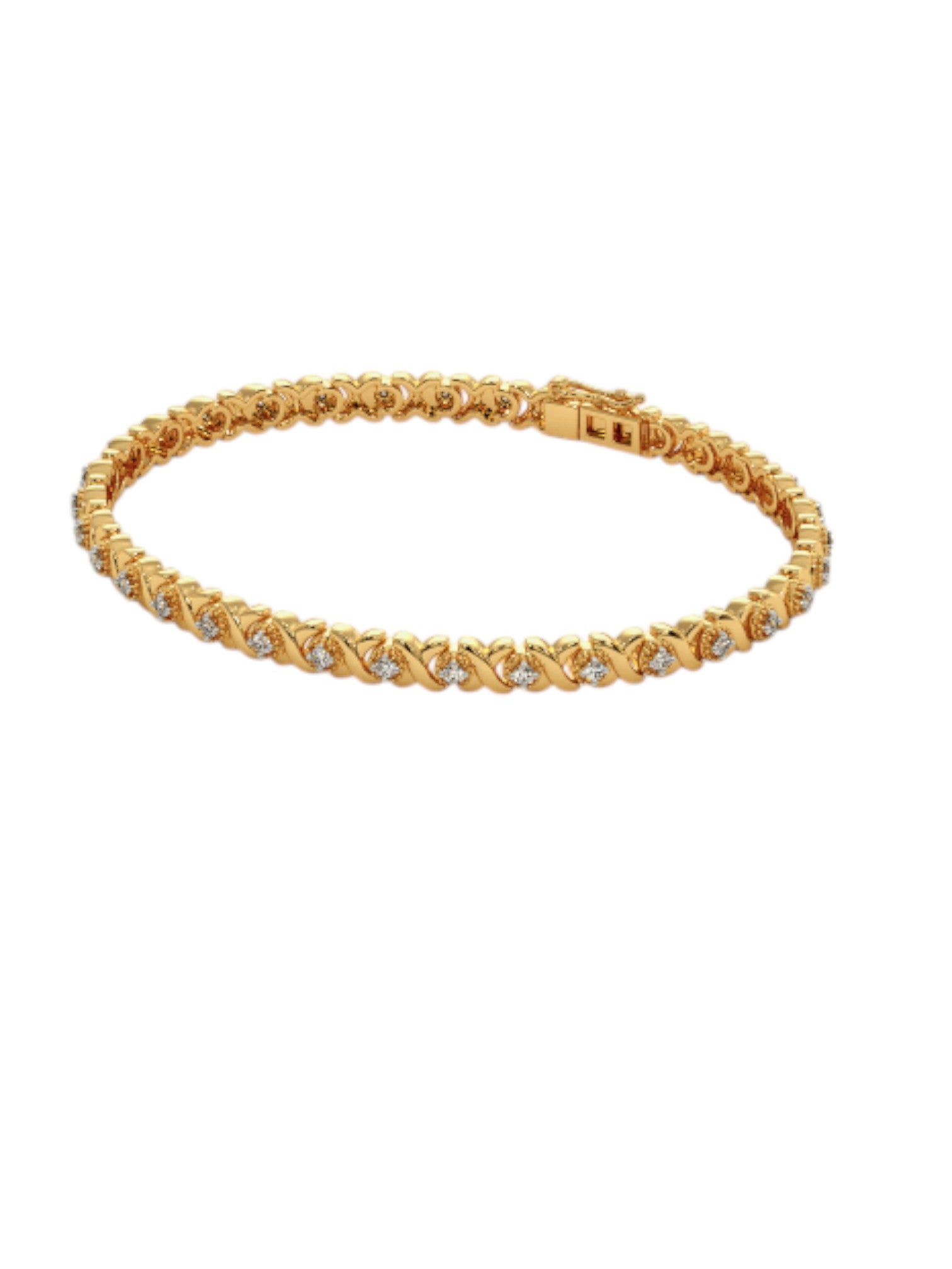 Tennis Bracelet Cross Diamond 925 Sterling Silver Elegant Gold Plated For Women By Kesardeep